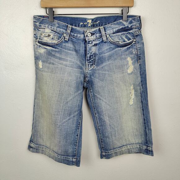 Vintage‎ Y2K 7 For All Mankind Dojo Shorts Womens 29 Bermuda Mid-Thigh Preppy - Picture 4 of 8